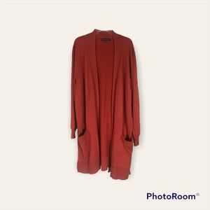 LOVE ELLIE RUST COLORED LONGLINE OPEN CARDIGAN
